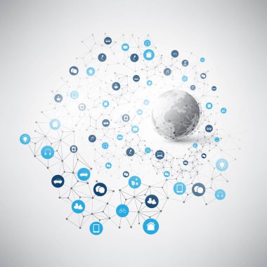 Şey, Internet tasarım konsepti simgeler - dijital ağ bağlantıları, teknolojik altyapı ile bulut