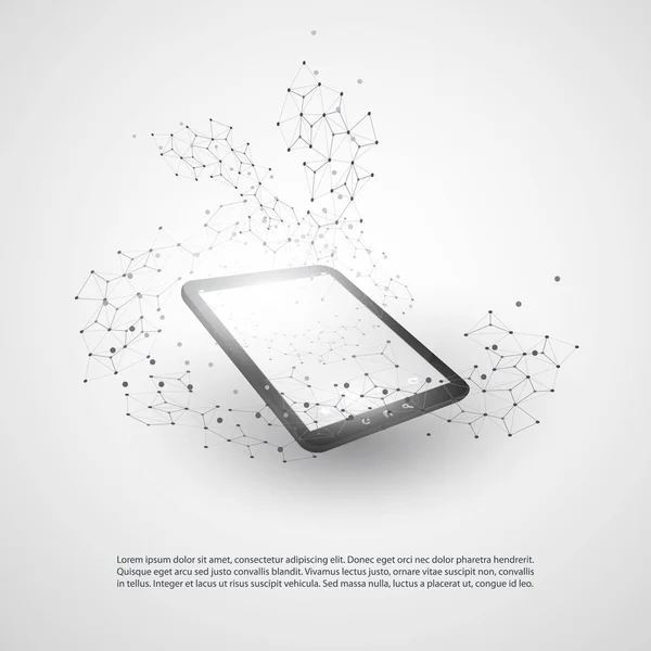 Malha transparente - Ilustração vetorial do conceito de computação em nuvem e telecomunicações de estilo moderno, Design de conexões de rede móvel —  Vetores de Stock