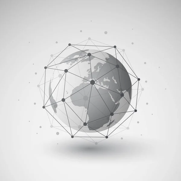 Résumé Cloud Computing et Global Network Connections Concept Design avec maille géométrique transparente et globe terrestre — Image vectorielle