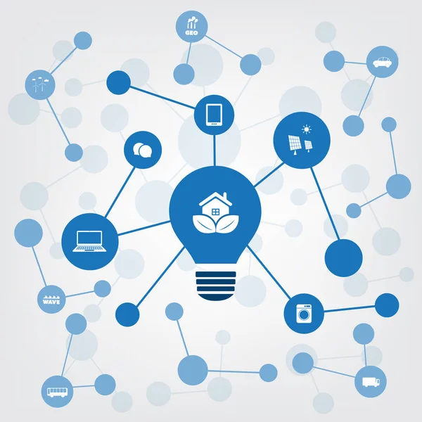 Global Warming, Eco Friendly Home - Connections, Networks - Design Concept with Icons — Stock Vector