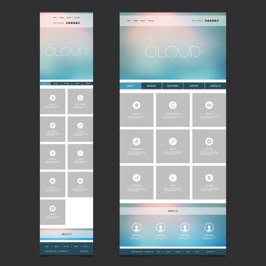 Duyarlı bir sayfa web sitesi şablonu düzeni - bulanık Header tasarımı - masaüstü ve taşınabilir sürümü