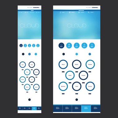 Duyarlı bir sayfa web sitesi şablonu düzeni - bulanık Header tasarımı - masaüstü ve taşınabilir sürümü