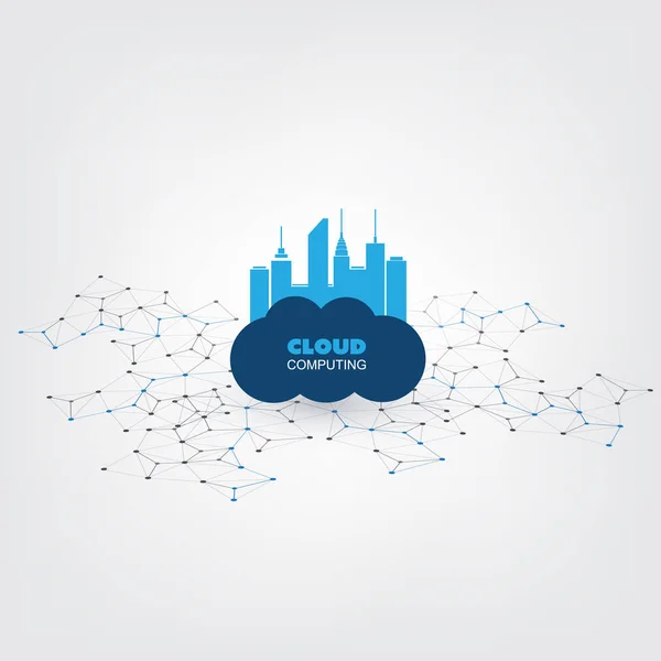 Designkonzept Cloud Computing und Internet der Dinge - digitale Netzwerkverbindungen, technologischer Hintergrund — Stockvektor