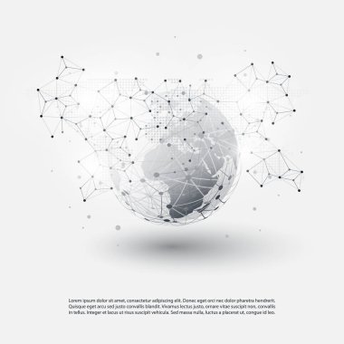 Siyah ve Beyaz Modern en az tarzı bulut bilgisayar, ağ yapısı, telekomünikasyon konsept tasarımı, ağ bağlantıları, şeffaf geometrik tel kafes