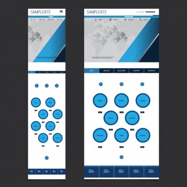 Duyarlı bir sayfa web sitesi şablonu - Header tasarımı ile Dünya Haritası - masaüstü ve taşınabilir sürümü