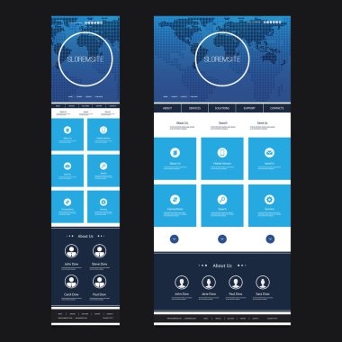 Duyarlı bir sayfa web sitesi şablonu - Header tasarımı ile Dünya Haritası - masaüstü ve taşınabilir sürümü
