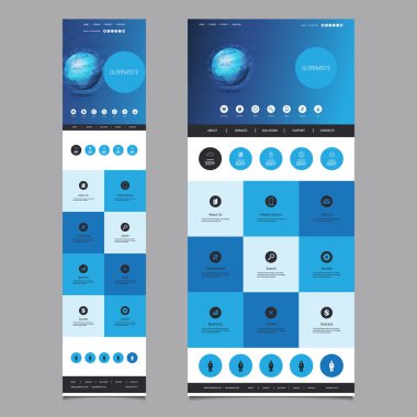Duyarlı bir sayfa web sitesi şablonu - Header tasarımı ile dünya küre - masaüstü ve taşınabilir sürümü