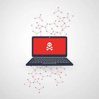 Ağ güvenlik açığı - virüs, Malware, Ransomware, dolandırıcılık, Spam, Phishing, dolandırıcılık, Hacker saldırı - e-posta bu güvenlik konsept tasarımı