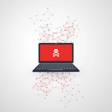 Ağ güvenlik açığı - virüs, Malware, Ransomware, dolandırıcılık, Spam, Phishing, dolandırıcılık, Hacker saldırı - e-posta bu güvenlik konsept tasarımı