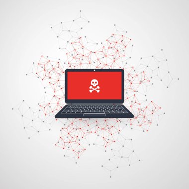 Ağ güvenlik açığı - virüs, Malware, Ransomware, dolandırıcılık, Spam, Phishing, dolandırıcılık, Hacker saldırı - e-posta bu güvenlik konsept tasarımı