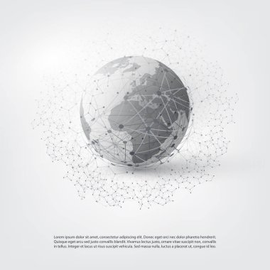 Abstract Cloud Computing and Global Network Connections Concept Design with Transparent Geometric Mesh, Wireframe Ring clipart