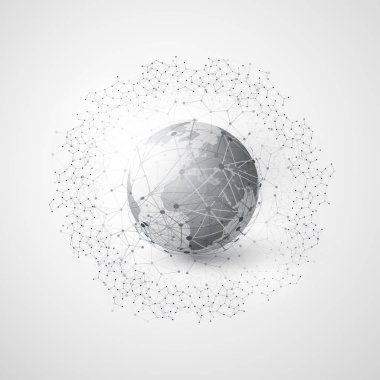 Abstract Cloud Computing and Global Network Connections Concept Design with Transparent Geometric Mesh, Wireframe Ring clipart