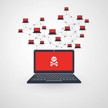 Ağ güvenlik açığı - virüs, Malware, Ransomware, dolandırıcılık, Spam, Phishing, dolandırıcılık, Hacker saldırı - e-posta bu güvenlik konsept tasarımı