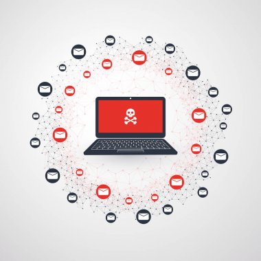 Aldatmaca, Hacker saldırı - e-posta güvenlik açığı - e-posta-virüs, Ransomware, dolandırıcılık, Spam, Phishing, kötü niyetli yazılımın bulaşmasını ağ bu güvenlik konsept tasarımı