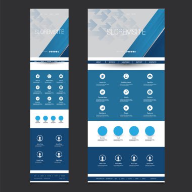 Duyarlı bir sayfa web sitesi şablonu - oklar Header tasarımı - masaüstü ve taşınabilir sürümü