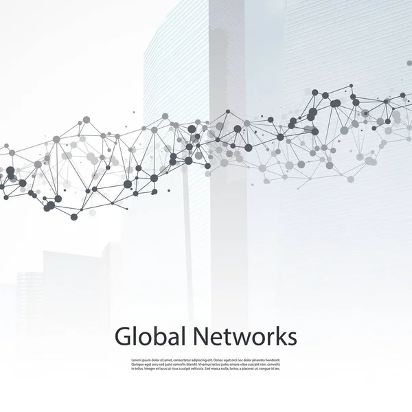 Cloud Computing and Business Networks - Abstract Global Digital Network Connections, Plano de fundo do conceito de tecnologia, Modelo de elemento de design criativo com malha de arame cinza geométrico transparente —  Vetores de Stock