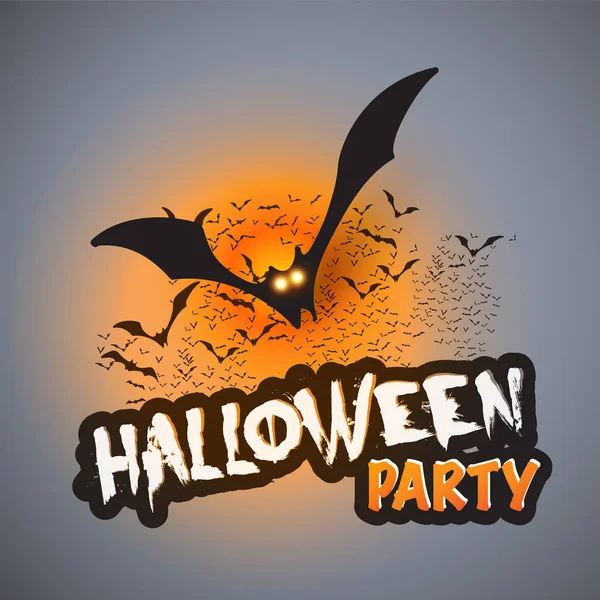 Modelo de cartão de festa de Halloween - morcegos voadores com olhos brilhantes —  Vetores de Stock