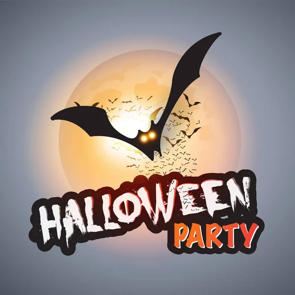 Halloween Parti kartı şablonu - parlayan gözlerle yarasalar uçan 