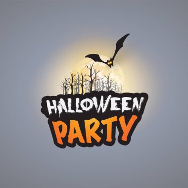 Halloween Parti kartı şablonu - yarasa parlayan gözlerle uçan