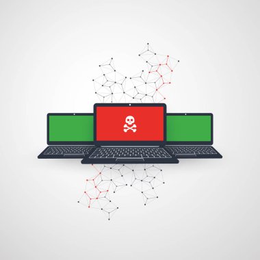 Ağ güvenlik açığı, koruma sistemi - virüs, Malware, Ransomware, dolandırıcılık, Spam, Phishing, dolandırıcılık, Hacker saldırı - e-posta bu güvenlik konsept tasarımı