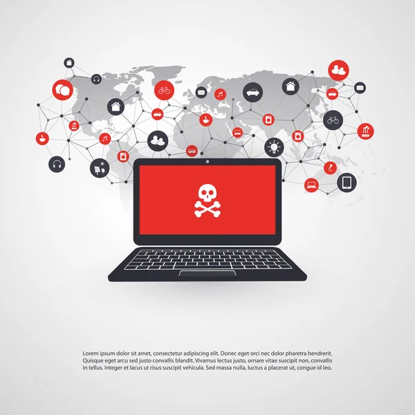 Ağ güvenlik açığı - virüs, Malware, Ransomware, dolandırıcılık, Spam, Phishing, dolandırıcılık, Hacker saldırı - e-posta bu güvenlik konsept tasarımı