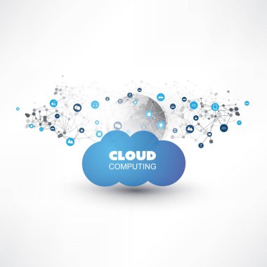 Cloud Computing simgeler - dijital ağ bağlantıları, teknolojik altyapı ile tasarım konsepti
