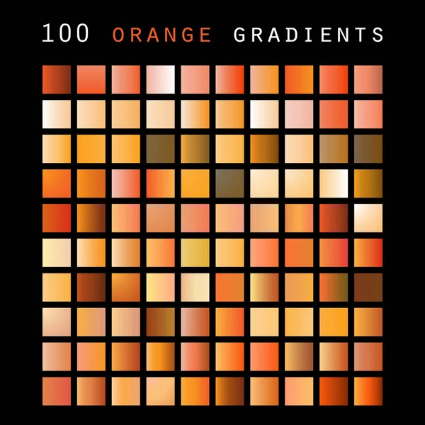 Set of 100 Orange and Brown Color Shades and Gradient Samples, Design Template — Stock Vector