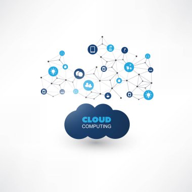 Cloud Computing simgeler - dijital ağ bağlantıları, teknolojik altyapı ile tasarım konsepti