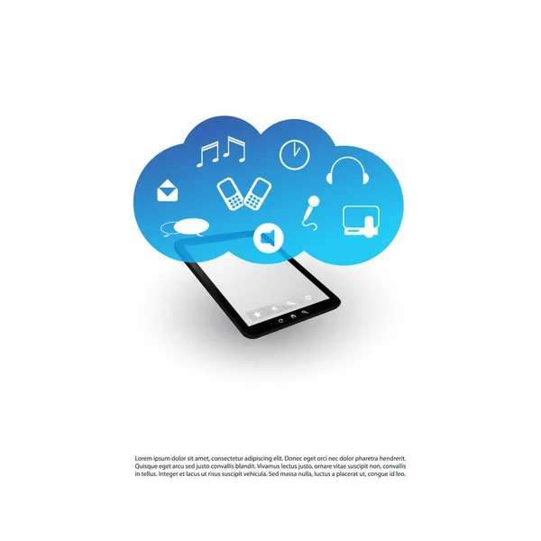 Concept de conception Cloud Computing Connexions réseau numérique, arrière-plan technologique — Image vectorielle