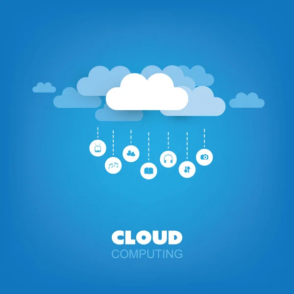 Concetto di progettazione di cloud computing, background tecnologico — Vettoriale Stock