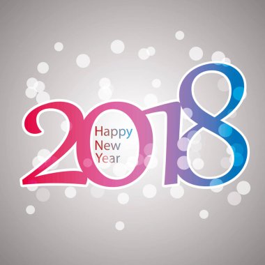 Parlak renkli yeni yıl kartı, kapak veya arka plan tasarım şablonu - 2018