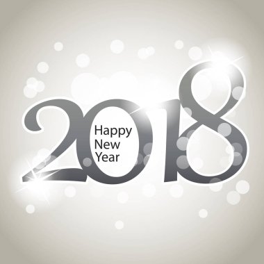  Parlak gümüş gri yeni yıl kartı, kapak veya arka plan tasarım şablonu - 2018