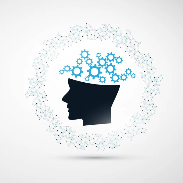 Makine öğrenimi, yapay zeka ve ağlar tasarım konsepti ile tel kafes ve insan kafası