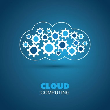 Bulut bilgi işlem kavramı, şekilli Logo tasarımı ile Cogwheels içinde bulut