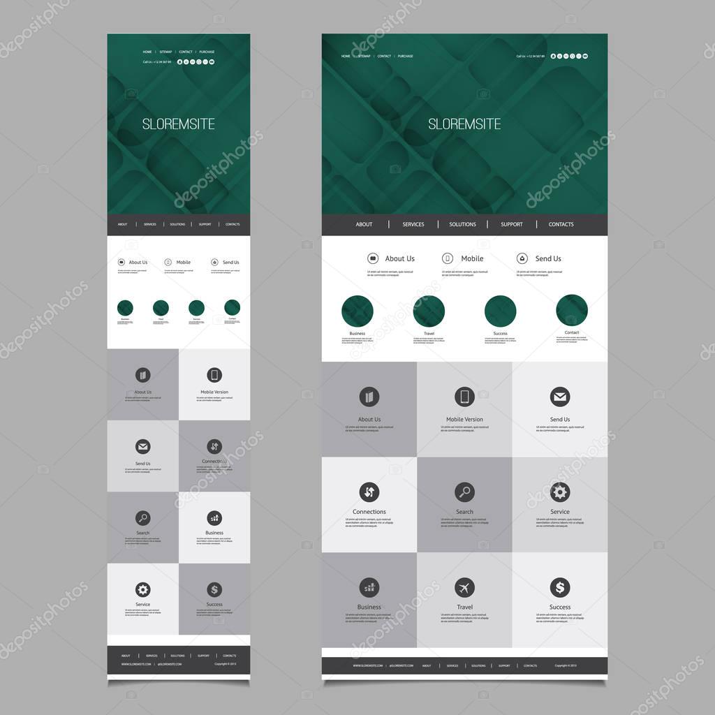 Responsive One Page Website Template - Header Design with Abstract Background - Desktop and Mobile Version