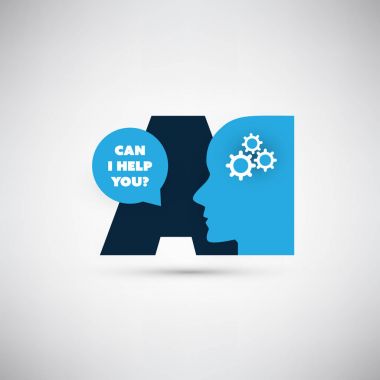 Yardımcı olabilir miyim? -AI, dijital ses Yardımcısı hizmeti, şeylerin, Internet ağları, derin öğrenme, geleceğin teknoloji konsept tasarımı