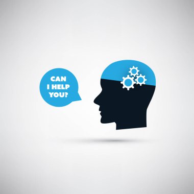 Yardımcı olabilir miyim? -AI, dijital ses Yardımcısı hizmeti, şeylerin, Internet ağları, derin öğrenme, geleceğin teknoloji konsept tasarımı