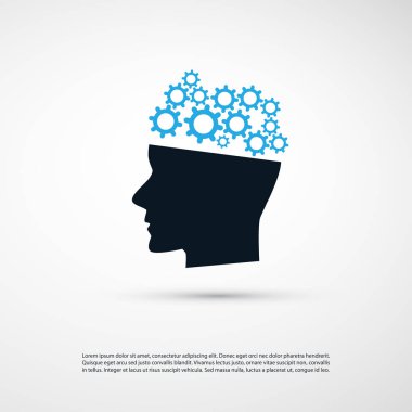 Makine öğrenimi, yapay zeka ve ağlar tasarım konsepti insan kafası ile