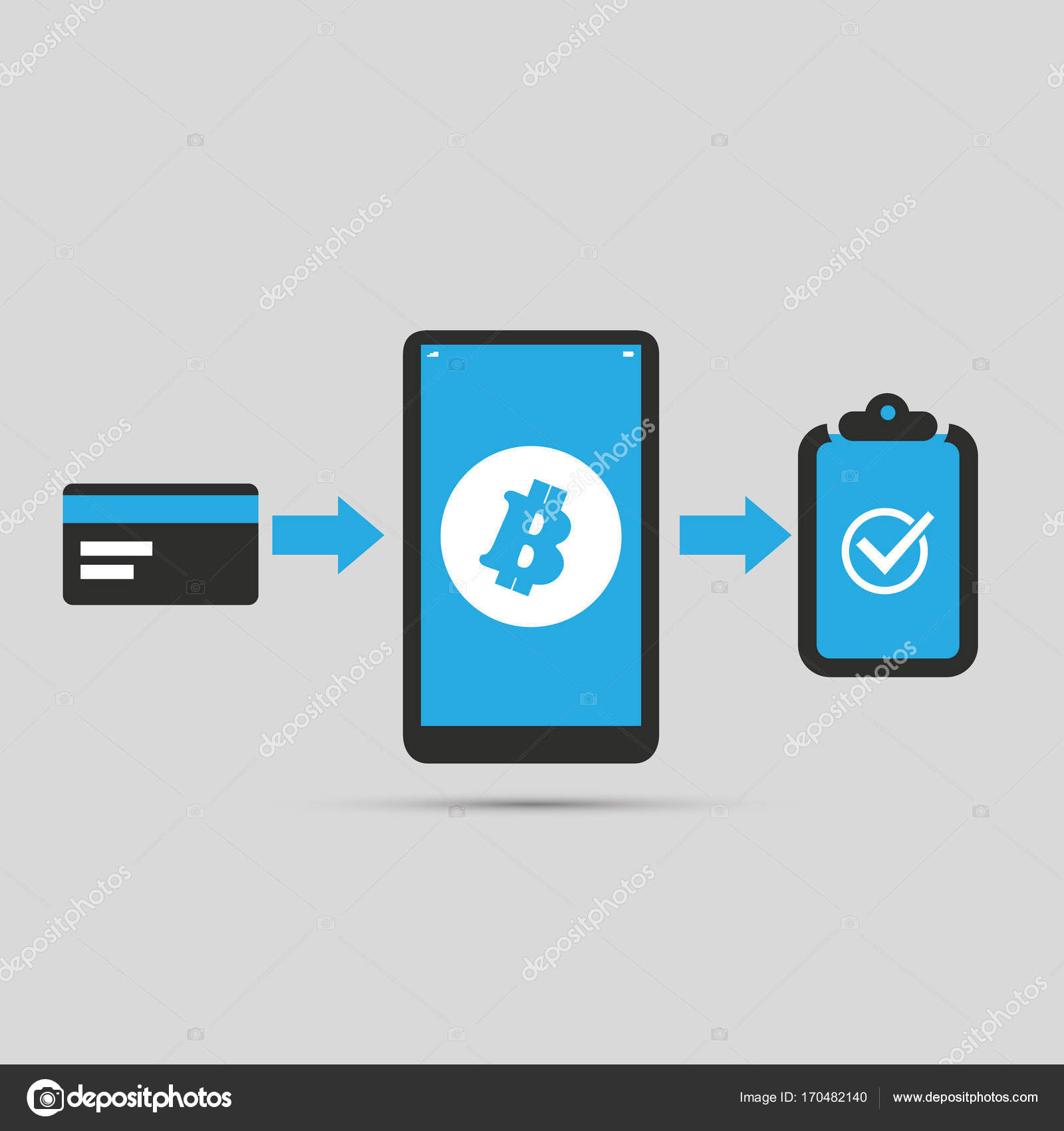 Secure Online Shopping With Cryptocurrency Concept Design Bitcoin - 