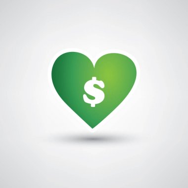 Aşk yeşil, para tasarım konsepti ile kalp şekli ve dolar işareti içinde Kaydet