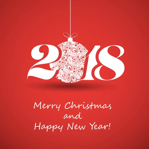 Wesołych Świąt i szczęśliwego nowego roku z życzeniami, kreatywnych szablon - 2018 — Wektor stockowy