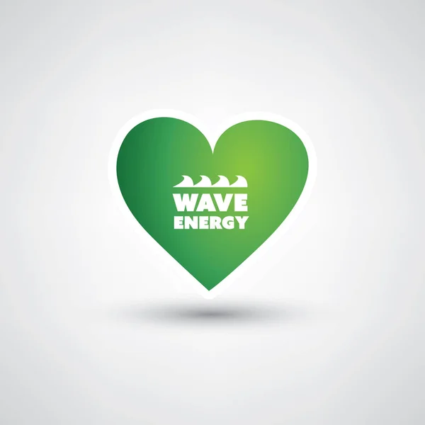 Yeşil - tasarım konsepti ile dalga enerji etiket şeklinde kalp seviyorum — Stok Vektör