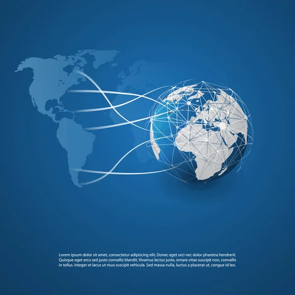 Cloud Computing and Networks Concept with Earth Globe and World Map - Résumé Connexions numériques mondiales, contexte technologique, modèle d'élément de conception créative — Image vectorielle