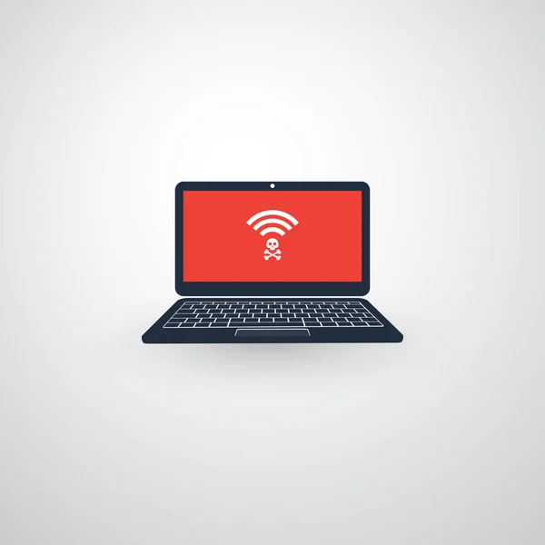 Design de Hotspot sem fio público não protegido - Violações de segurança Wi-Fi, Conceito de cibercrime empresarial — Vetor de Stock