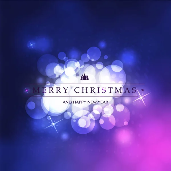 Kleurrijke moderne stijl Happy Holidays, Merry Christmas wenskaart met Label op een sprankelende onscherpe achtergrond — Stockvector