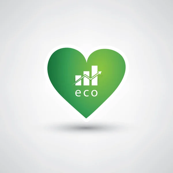 Love green - Designkonzept mit Herzform und Balkendiagramm innen — Stockvektor