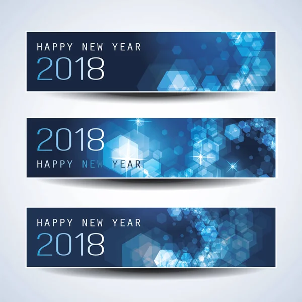 Set of Horizontal Christmas, New Year Headers or Banners - 2018 — Stock Vector