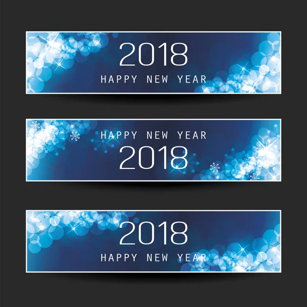 Conjunto de Natal Horizontal, Banners de Ano Novo - 2018 — Vetor de Stock