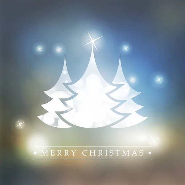 Barevné Veselé svátky, veselé vánoční pozdrav Card s popiskem, vánoční strom na šumivá rozmazané pozadí — Stockový vektor