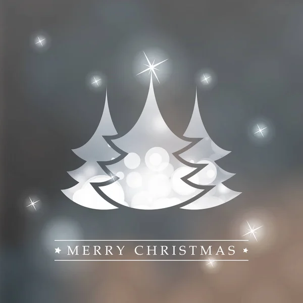 Bunte frohe Feiertage, frohe Weihnachten Grußkarte mit Etikett, Weihnachtsbaum auf sternenklarem Hintergrund — Stockvektor